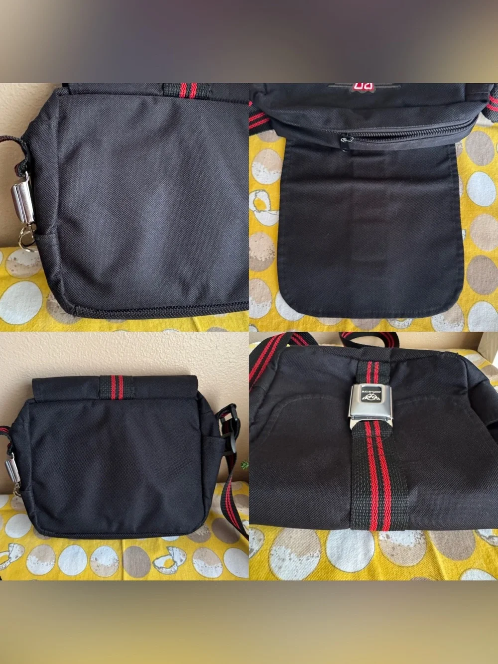 Buckle Down black and red Corvette crossbody bag